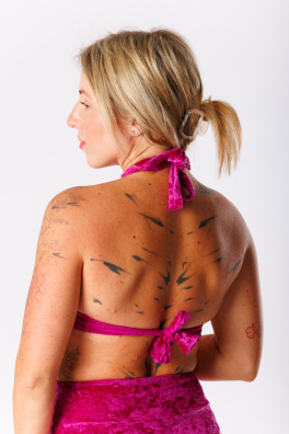 GoldBee Sametové Plavky Cross Vrchní Díl Fuchsia (Barva Fuchsia, Velikost L)