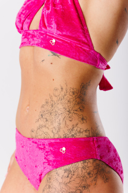 GoldBee Sametové Plavky Kalhotky Neon Pink (Barva Neon Pink, Velikost L)