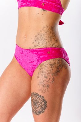 GoldBee Sametové Plavky Kalhotky Neon Pink (Barva Neon Pink, Velikost L)