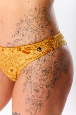 GoldBee Sametové Plavky Brazilky Gold (Barva Gold, Velikost L)