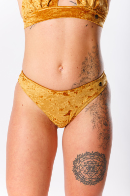 GoldBee Sametové Plavky Brazilky Gold (Barva Gold, Velikost L)
