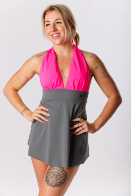 GoldBee Plavkové Šaty Pink and Grey (Barva Pink And Grey, Velikost 3XL)