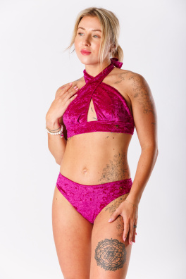 GoldBee Sametové Plavky Kalhotky Fuchsia (Barva Fuchsia, Velikost L)