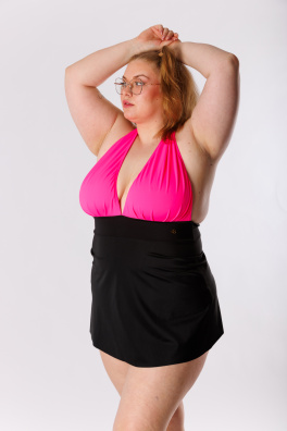 GoldBee Plavkové Šaty Black and Pink (Barva Black, Velikost 3XL)