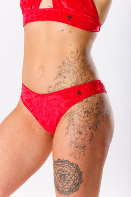 GoldBee Sametové Plavky Brazilky Red (Barva Red, Velikost L)