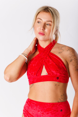 GoldBee Sametové Plavky Cross Vrchní Díl Red (Barva Red, Velikost L)