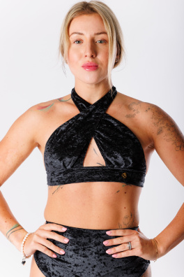 GoldBee Sametové Plavky Cross Vrchní Díl Black (Barva Black, Velikost L)