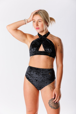 GoldBee Sametové Plavky Cross Vrchní Díl Black (Barva Black, Velikost L)