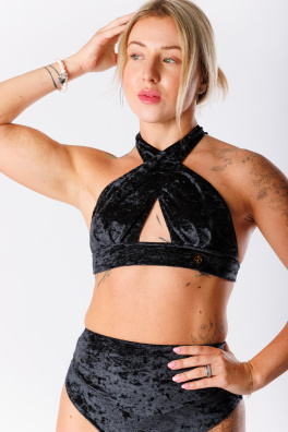 GoldBee Sametové Plavky Cross Vrchní Díl Black (Barva Black, Velikost L)