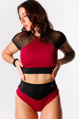 GoldBee Crop-Top Sport Bordo (Barva Bordo, Velikost L)