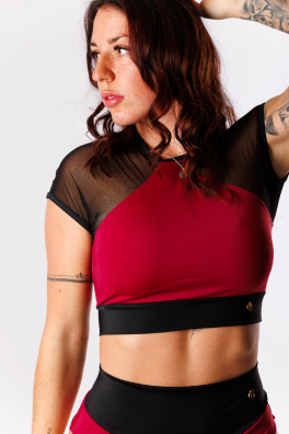 GoldBee Crop-Top Sport Bordo (Barva Bordo, Velikost L)