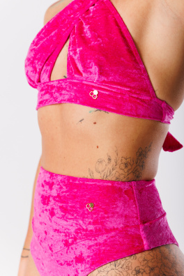 GoldBee Sametové Plavky Cross Vrchní Díl Neon Pink (Barva Neon Pink, Velikost L)