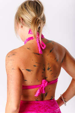 GoldBee Sametové Plavky Cross Vrchní Díl Neon Pink (Barva Neon Pink, Velikost L)