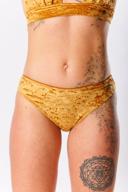 GoldBee Sametové Plavky Kalhotky Gold (Barva Gold, Velikost L)