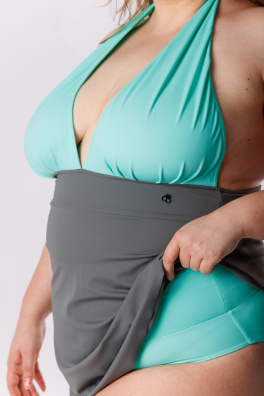 GoldBee Plavkové Šaty Mint Green and Grey (Barva Mint Green, Velikost 3XL)