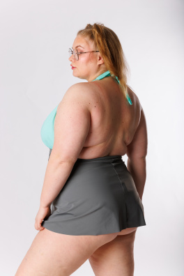 GoldBee Plavkové Šaty Mint Green and Grey (Barva Mint Green, Velikost 3XL)