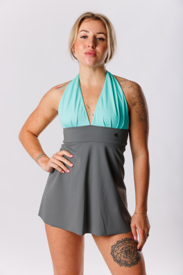 GoldBee Plavkové Šaty Mint Green and Grey (Barva Mint Green, Velikost 3XL)