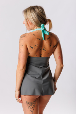 GoldBee Plavkové Šaty Mint Green and Grey (Barva Mint Green, Velikost 3XL)