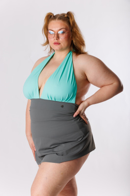 GoldBee Plavkové Šaty Mint Green and Grey (Barva Mint Green, Velikost 3XL)