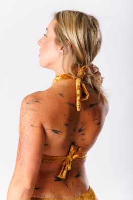 GoldBee Sametové Plavky Cross Vrchní Díl Gold (Barva Gold, Velikost L)