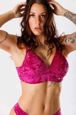 GoldBee Sametové Plavky Vrchní Díl Pro Fšecky Fuchsia (Barva Fuchsia, Velikost 3XL)