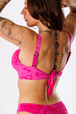 GoldBee Sametové Plavky Vrchní Díl Pro Fšecky Neon Pink (Barva Neon Pink, Velikost 3XL)