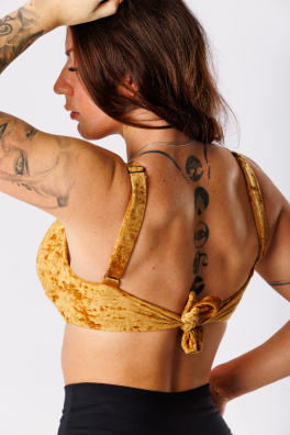 GoldBee Sametové Plavky Vrchní Díl Pro Fšecky Gold (Barva Gold, Velikost 3XL)