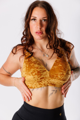 GoldBee Sametové Plavky Vrchní Díl Pro Fšecky Gold (Barva Gold, Velikost 3XL)