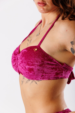 GoldBee Sametové Opalovací Plavky Vrchní Díl Fuchsia (Barva Fuchsia, Velikost XXL)