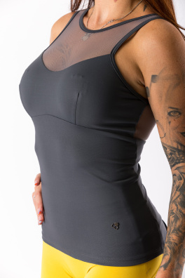 GoldBee Stahující Dlouhý Top Podrží Prsa Uleví Zádům Grey (Barva Grey, Velikost 3XL)