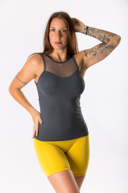 GoldBee Stahující Dlouhý Top Podrží Prsa Uleví Zádům Grey (Barva Grey, Velikost 3XL)