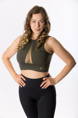 GoldBee Krátký Top Pro Pevný Dekolt Army (Barva Army, Velikost L)