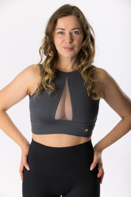 GoldBee Krátký Top Pro Pevný Dekolt Grey (Barva Grey, Velikost XXL)