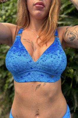 GoldBee Sametové Plavky Vrchní Díl Pro Fšecky Ocean Blue (Barva Ocean Blue, Velikost 3XL)