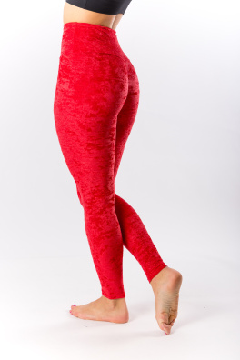 GoldBee Sametové Legíny Stahující Pas Red (Barva Red, Velikost 3XL)