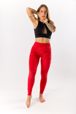 GoldBee Sametové Legíny Stahující Pas Red (Barva Red, Velikost 3XL)