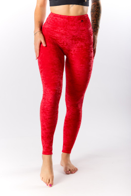 GoldBee Sametové Legíny Stahující Pas Red (Barva Red, Velikost 3XL)