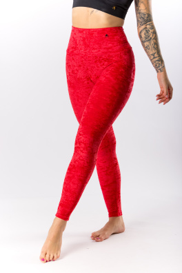 GoldBee Sametové Legíny Stahující Pas Red (Barva Red, Velikost 3XL)