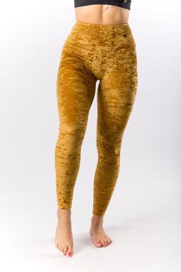 GoldBee Sametové Legíny Stahující Pas Gold (Barva Gold, Velikost 3XL)