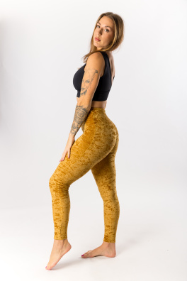 GoldBee Sametové Legíny Stahující Pas Gold (Barva Gold, Velikost 3XL)