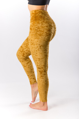 GoldBee Sametové Legíny Stahující Pas Gold (Barva Gold, Velikost 3XL)