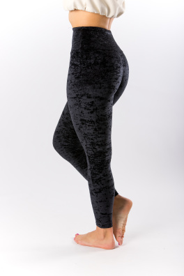 GoldBee Sametové Legíny Stahující Pas Black (Barva Black, Velikost 3XL)