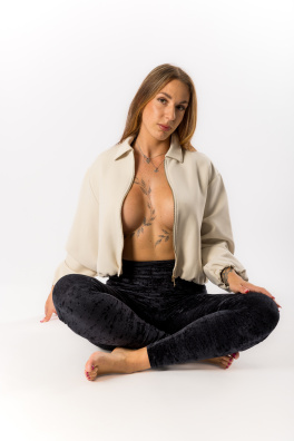 GoldBee Sametové Legíny Stahující Pas Black (Barva Black, Velikost 3XL)