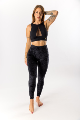 GoldBee Sametové Legíny Stahující Pas Black (Barva Black, Velikost 3XL)