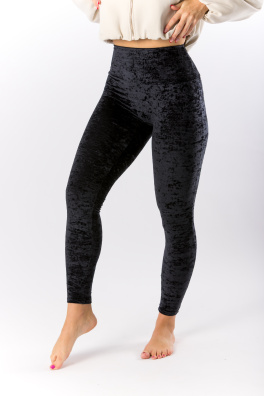 GoldBee Sametové Legíny Stahující Pas Black (Barva Black, Velikost 3XL)