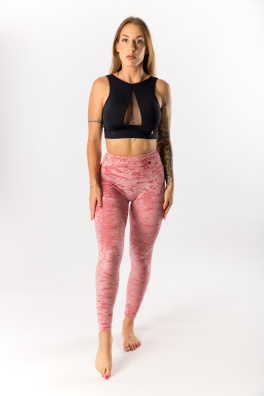 GoldBee Sametové Legíny Stahující Pas Salmon Pink (Barva Salmon Pink, Velikost 3XL)