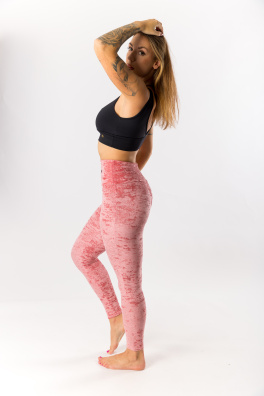 GoldBee Sametové Legíny Stahující Pas Salmon Pink (Barva Salmon Pink, Velikost 3XL)