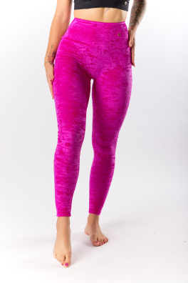 GoldBee Sametové Legíny Stahující Pas Neon Pink (Barva Neon Pink, Velikost 3XL)