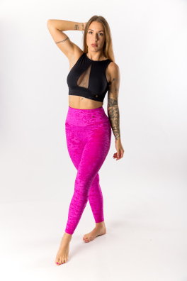GoldBee Sametové Legíny Stahující Pas Neon Pink (Barva Neon Pink, Velikost 3XL)