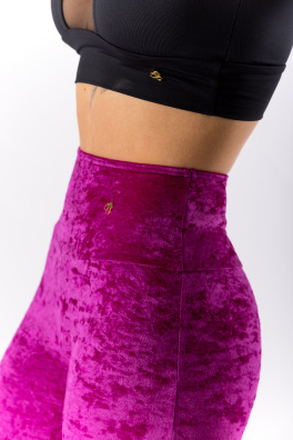 GoldBee Sametové Legíny Stahující Pas Fuchsia (Barva Fuchsia, Velikost 3XL)